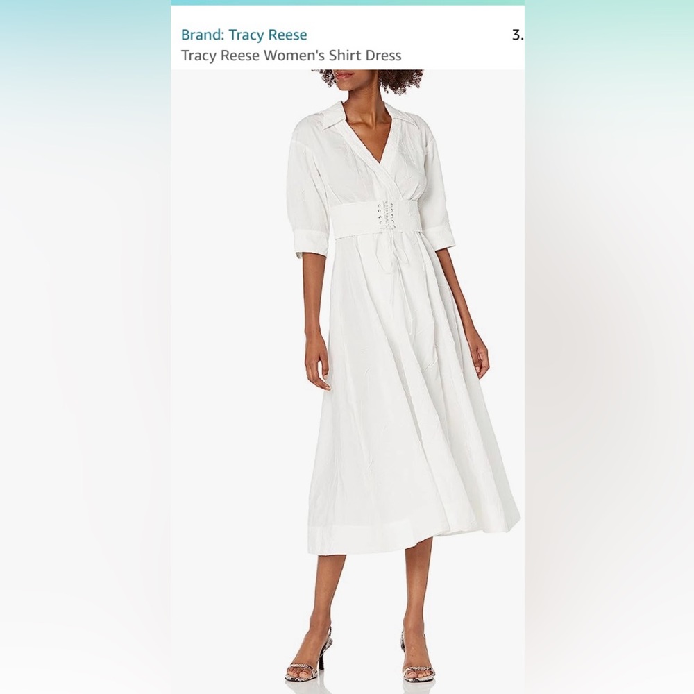 Posh, trendy summer in style, Tracy Reese crinkle cotton shirt dress.